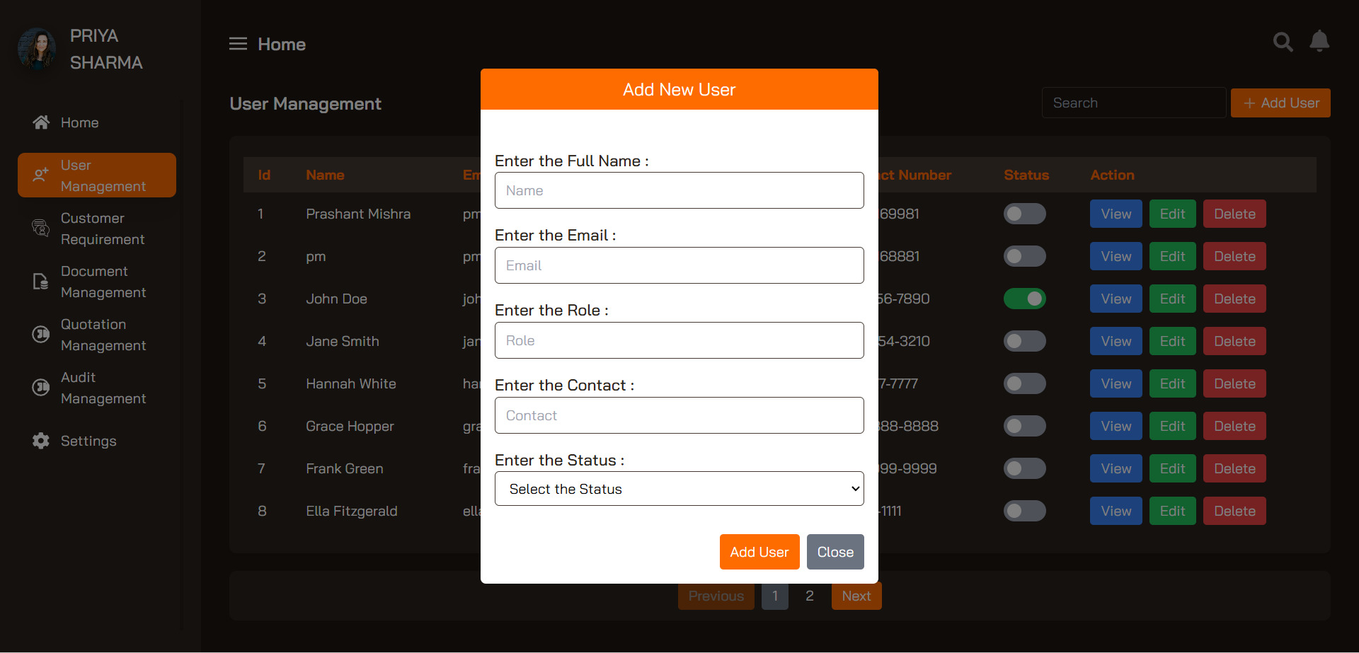 Dashboard View 3