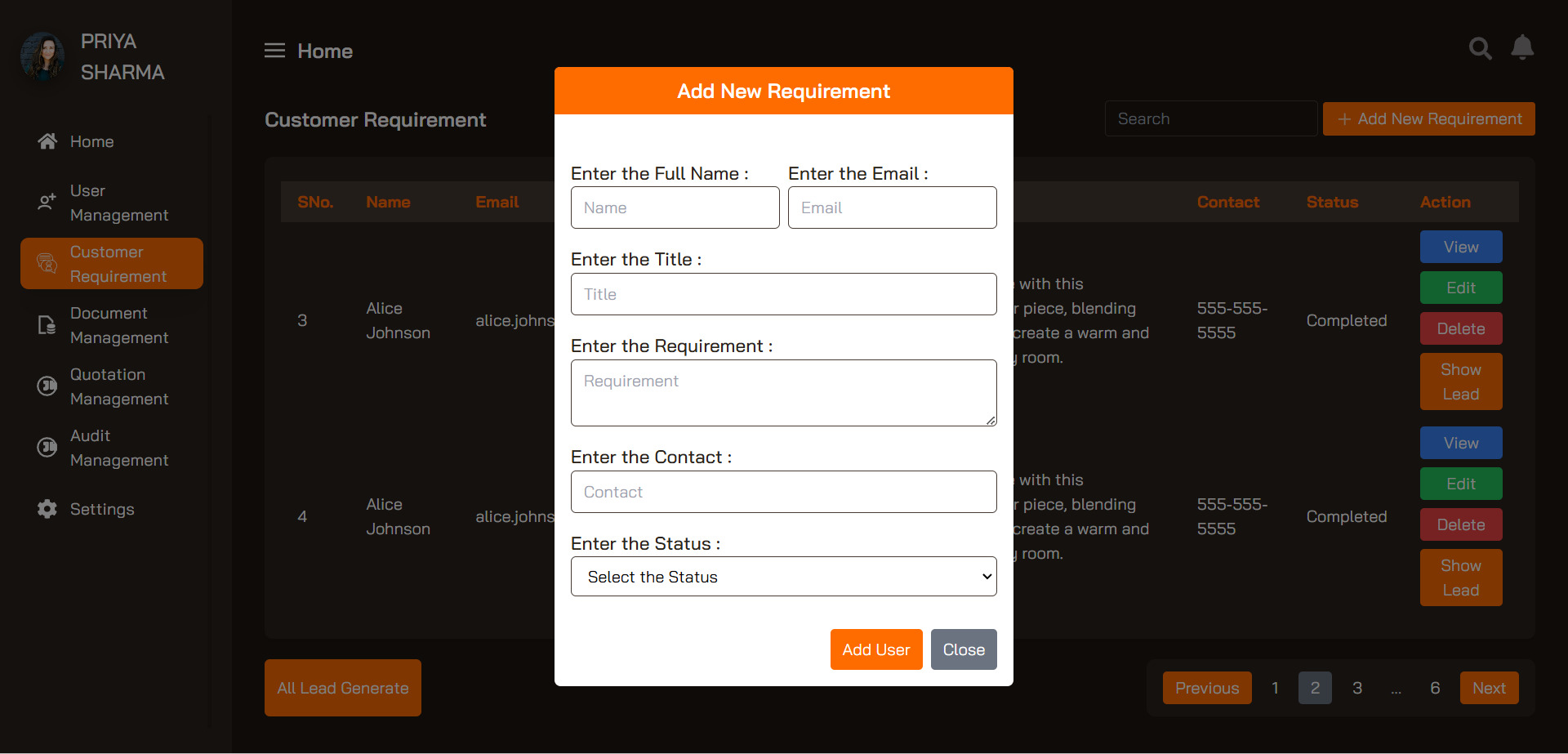 Dashboard View 6